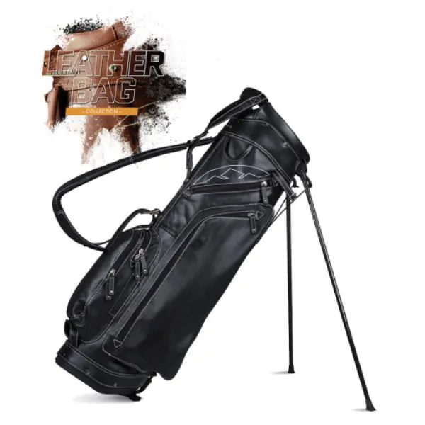 Sun Mountain Leather Stand Bag - Black/White 1 Sun Mountain Leather Stand Bag - Black/White