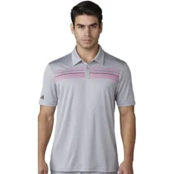 Adidas Golf Adidas ClimaCool Chest Print Polo - Mid Grey/Shock Pink