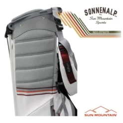 Sun Mountain 2023 Mid Stripe Stand Bag - White/Cadet/Brick -Golf Discount Store sm23 mstr wcb5
