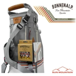 Sun Mountain 2023 Mid Stripe Stand Bag - White/Cadet/Brick -Golf Discount Store sm23 mstr wcb7