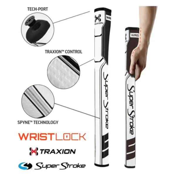 Superstroke Traxion Wrist Lock Putter Grip - Black/White 1 Superstroke Traxion Wrist Lock Putter Grip - Black/White
