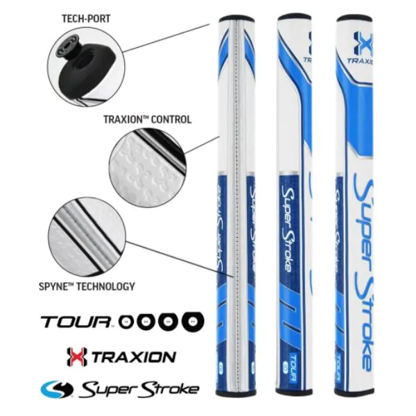 Super Stroke Traxion Tour 1.0 Putter Grip - White/Light Blue/Dark Blue 1 Super Stroke Traxion Tour 1.0 Putter Grip - White/Light Blue/Dark Blue