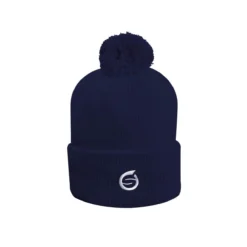 Sunderland Of Scotland Embroidered Thermal Lined Merino Golf Bobble Hat - Navy