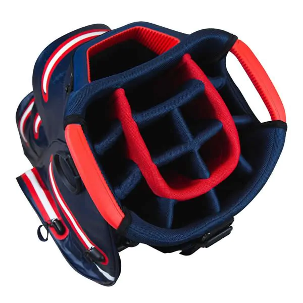 Taylormade Storm Dry Waterproof Cart Bag - Navy/Red 2 Taylormade Storm Dry Waterproof Cart Bag - Navy/Red - Image 2