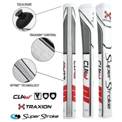 Super Stroke Traxion Claw 1.0 Putter Grip - White/Red/Grey