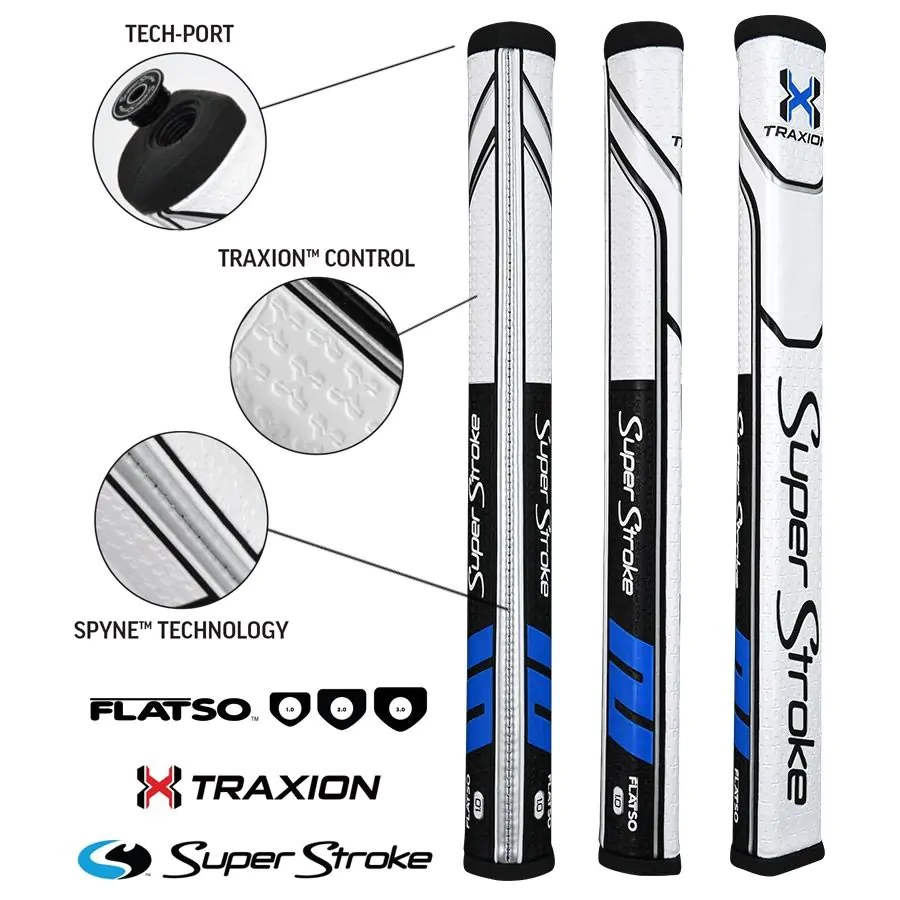 Super Stroke Traxion Flatso 1.0 Putter Grip - Black/Blue/White 1 Super Stroke Traxion Flatso 1.0 Putter Grip - Black/Blue/White