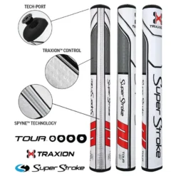 Super Stroke Traxion Tour 3.0 Putter Grip - White/Red/Grey