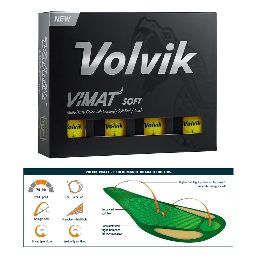 Volvik VIMAT Golf Balls - Yellow 1 Volvik VIMAT Golf Balls - Yellow